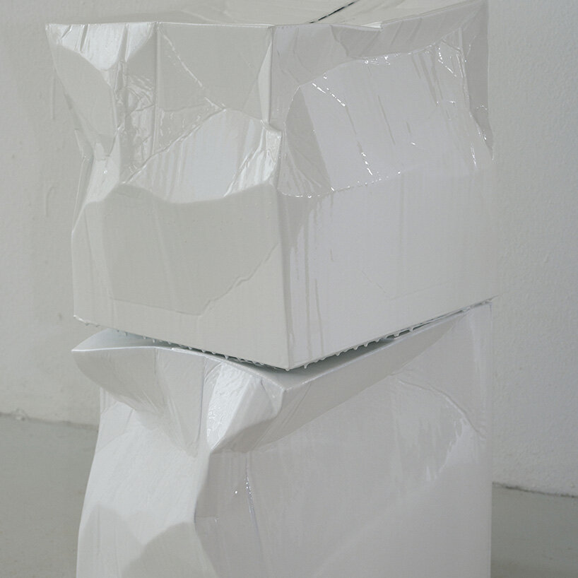 illya goldman gubin embraces cardboard boxes, shaping them into stools for bottega veneta - 18