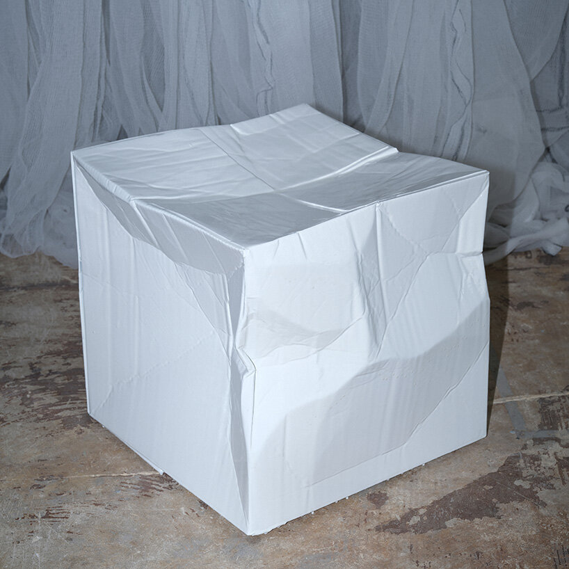 illya goldman gubin embraces cardboard boxes, shaping them into stools for bottega veneta - 19