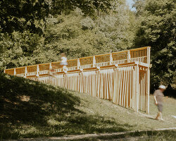nearly 1,000 wooden chimes turn le bruit du bois into an alpine instrument