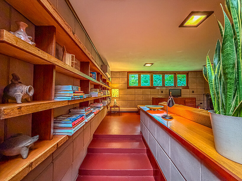 cantilevered roof extends over frank lloyd wright’s concrete usonian house, now listed - 3