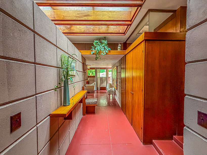 cantilevered roof extends over frank lloyd wright’s concrete usonian house, now listed - 4