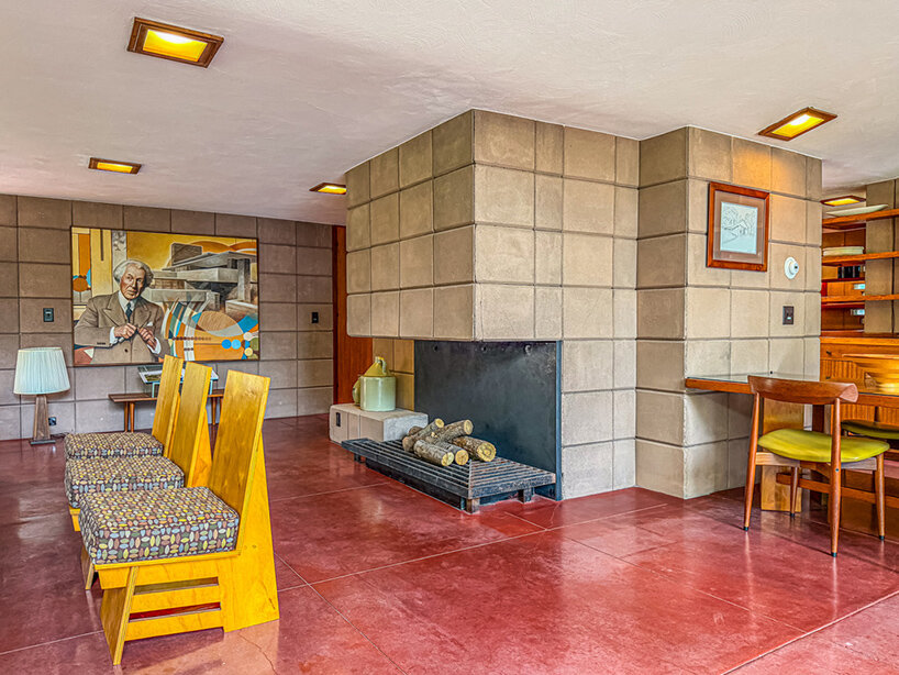cantilevered roof extends over frank lloyd wright’s concrete usonian house, now listed - 6