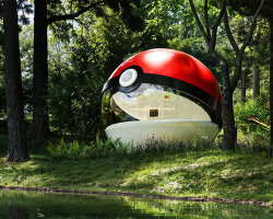 NOT A HOTEL scales up the poké ball into fully inhabitable hotel in japan