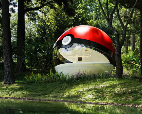 NOT A HOTEL scales up the poké ball into fully inhabitable hotel in japan