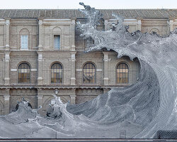 JR sends giant wave across vatican apostolic library facade with 'diluvium'