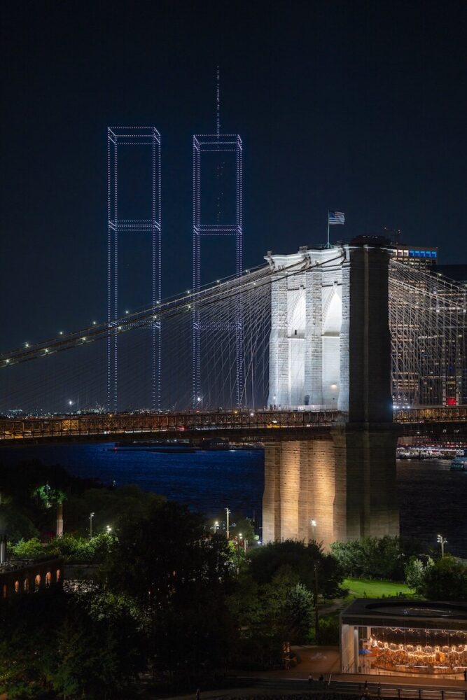 2,977 lights recreate twin towers over new york harbor 25 years after 9/11 - 4