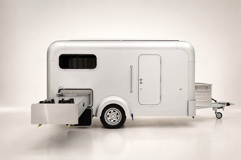lume traveler’s lightest caravan hides a pull-out kitchen in its aluminum shell - 2