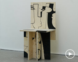 motspråk cuts plywood painting apart and rebuilds it as chair