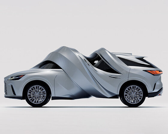 MSCHF bends and twists LEXUS cars into surreal full-scale sculptures in new york