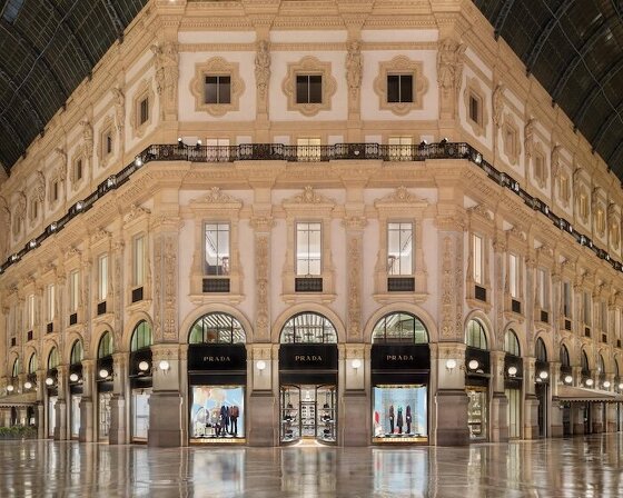 prada galleria unfolds across eight floors of fashion, art, history and pastry in milan