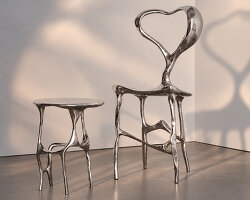 cast aluminum turns heart forms into sculptural furniture in LOVE collection