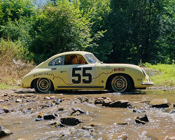 seven porsches’ journey across europe turns into film, photography and installation artwork