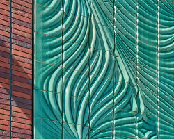322 ceramic tiles translate electromagnetic fields into textured switchstation facade