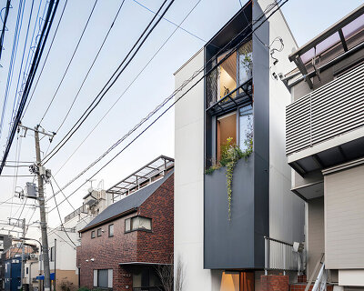 voids and vertical space reinterpret traditional japanese machiya on a compact site in tokyo