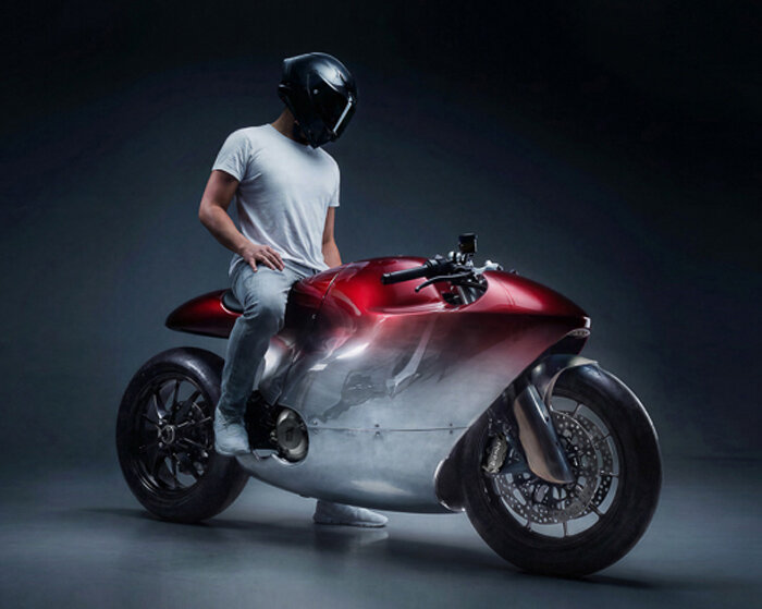 bandit9 partners with (RED) for limited-edition hand-brushed aluminum motorcycle
