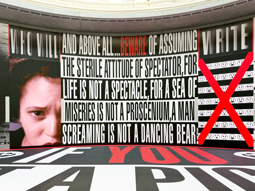 'for life is not a spectacle' barbara kruger wraps tadao ando’s rotunda in monumental texts - 4
