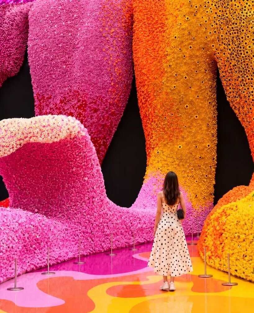 380,000 LEGO flowers transform shanghai's concrete oil tank into botanical landscape - 5