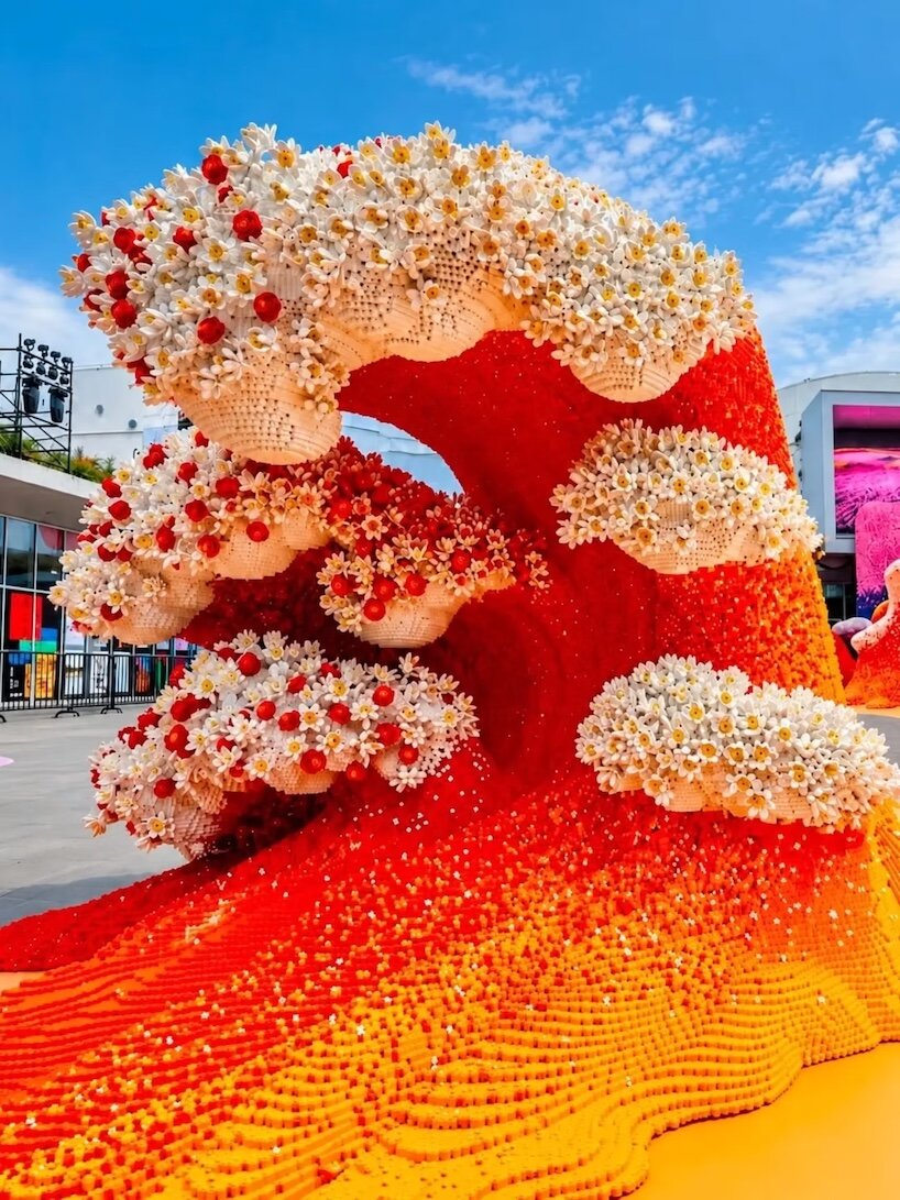 380,000 LEGO flowers transform shanghai's concrete oil tank into botanical landscape - 4