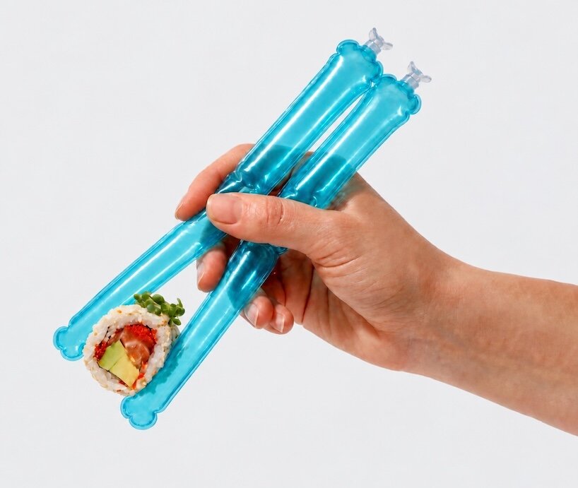 liam de la bedoyere's inflatable chopsticks roll up into your pocket between meals - 2
