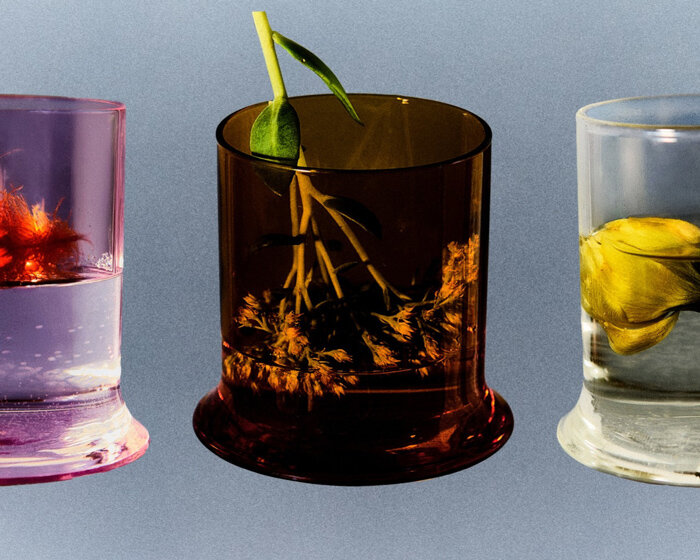 borosilicate drinking glass creates optical illusion of liquid melting into table