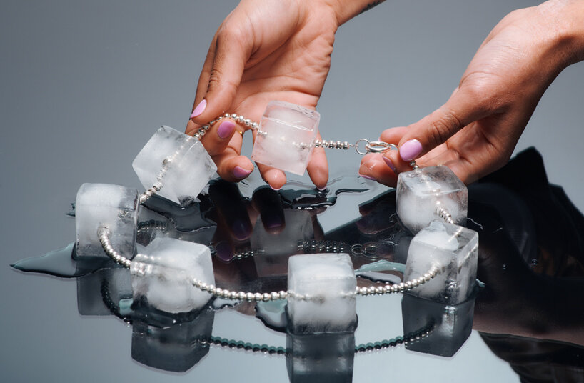 silver bead necklace comes with seven ice cubes that sweat, shrink and eventually vanish - 6