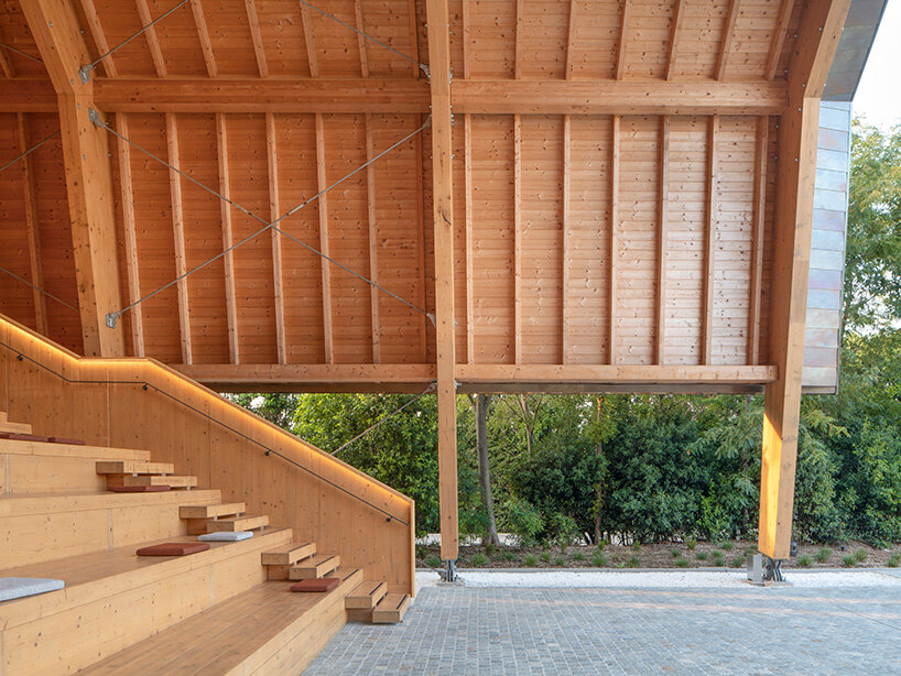 pedrali converts temporary wooden pavilion into permanent community hub - 3