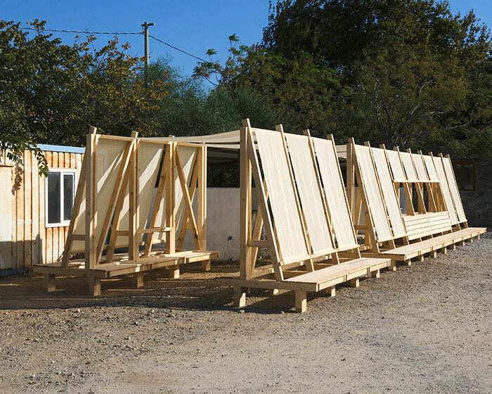 modular timber framing and textile canopies compose open-air civic pavilion in turkey