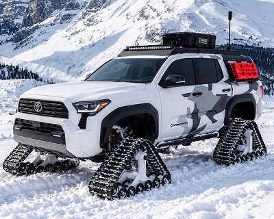toyota swaps wheels for snow tracks in five arctic-ready concept vehicles