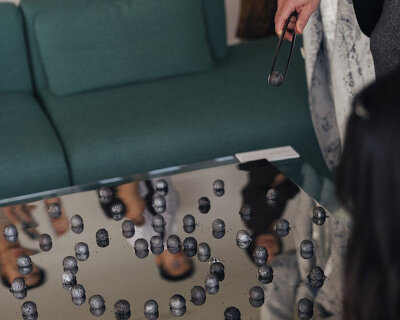 edible sculptures and snap-button metal armatures activate philip johnson's wolfhouse in NY
